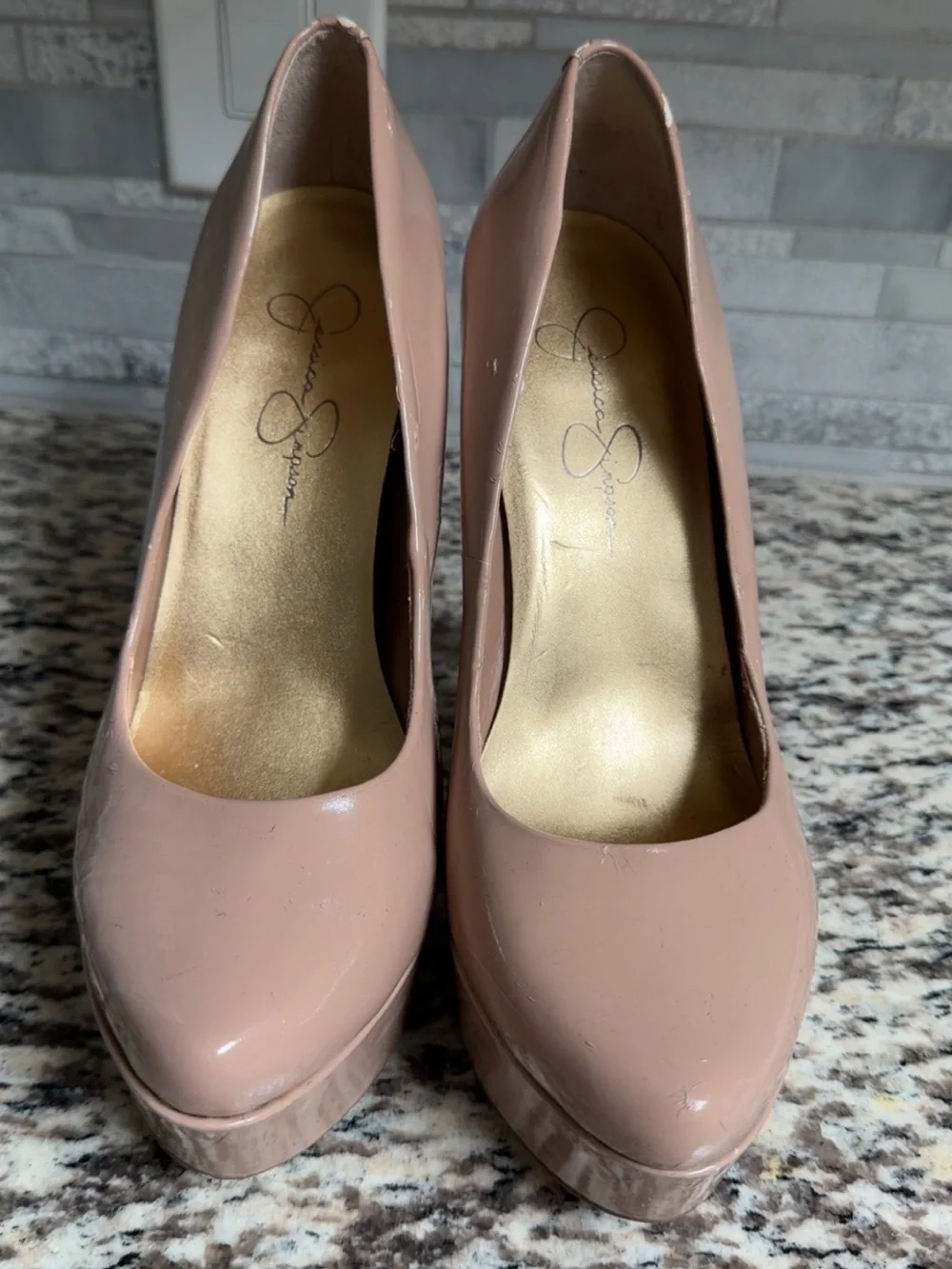 Jessica Simpson Blush Patent Platform Pumps - Blush